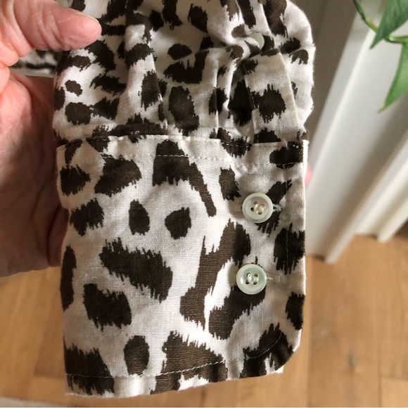 J. Crew Perfect Fit Button Down in Ivory with Brown Leopard Print - 0 - Picture 3 of 6